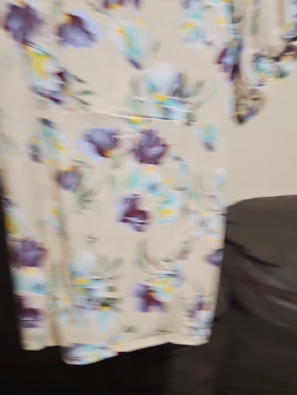 Sew In Love Cream Floral Off-Shoulder Blouse with Purple & Blue Flowers - Picture 4 of 10
